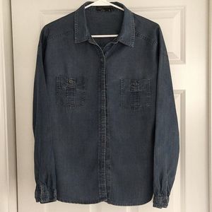 Prana Women's Updrift Button Down Denim Shirt with 2 Chest Pockets, Size M